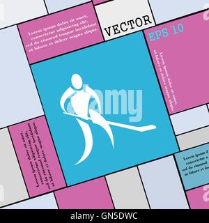 Wintersport, Hockey Symbol Zeichen. Flache Jugendstil für Ihr Design. Vektor Stock Vektor