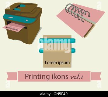 Print Icons set 1 Stock Vektor