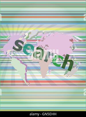 SEO Web-Development-Konzept: Worte Suche auf digitalen Hintergrund Vektor-Illustration Stock Vektor