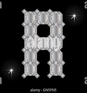 Metall Buchstaben R. Edelstein. Geometrische Formen Stock Vektor