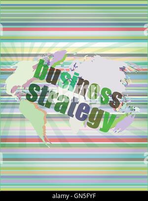 Business Strategie Wort auf dem digitalen Bildschirm, Mission Control interface Hallo Technologie-Vektor-illustration Stock Vektor