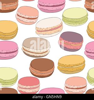Nahtlose Muster der bunte Doodle Makronen. Skizze-Makronen. Stock Vektor