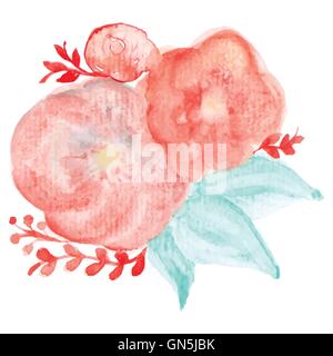 Vektor Aquarell Grußkarte Blumen. Handgefertigt. Stock Vektor