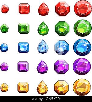 Edelsteine und Diamanten Icons Set Stock Vektor