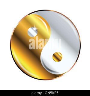 Yin und Yang Gold und Silber Stock Vektor