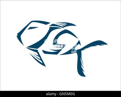Fisch-Logo Typografie Stock Vektor
