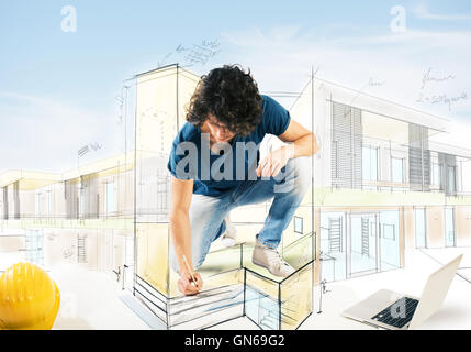 Zeichnung ein Hausprojekt Stockfoto