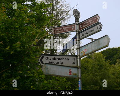 Wegweiser in Wales Stockfoto