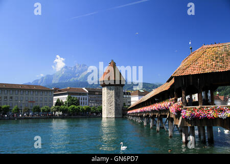 Kapellbrücke in Luzern, Schweiz Stockfoto
