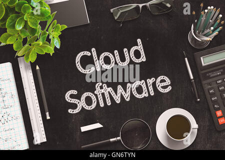 Cloud-Software an schwarzen Tafel. 3D-Rendering. Stockfoto