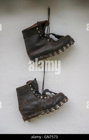 Furthermoar Alm Hof und Zuflucht. Alten Herd-Nagel-Bergschuhe Stockfoto