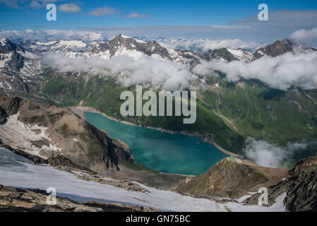 Heinrich Schwaiger Haus Berghütte und Stausee Mooserboden stausee Stockfoto