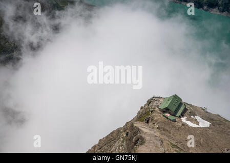 Klettern auf der Berghütte Grosses Wiesbaches Horn 3564m Heinrich-Schwaiger-Haus Stockfoto