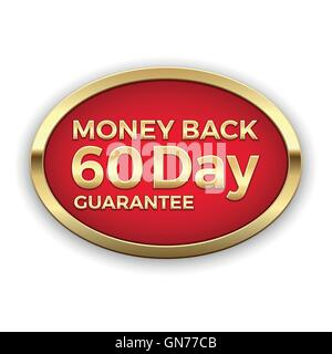 60 Tage Geld zurück Garantie Abzeichen in Goldrahmen Stock Vektor