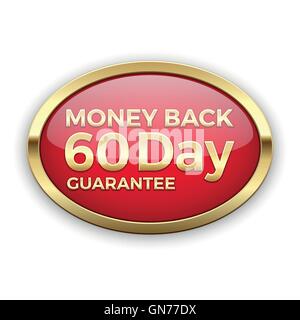 60 Tage Geld zurück Garantie Abzeichen in Goldrahmen Stock Vektor