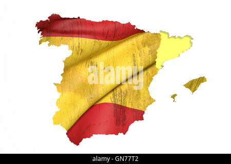 3D Darstellung der Karte von Katalonien mit Spanien Karte und Flagge. Stockfoto
