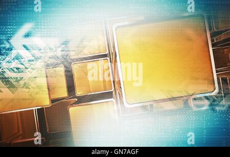 Technik Hintergrund Concept Illustration. Abstrakte Technik Hintergrund 3D Render. Stockfoto