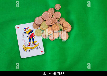 Poker Spiel, Jolly und Euro cash Stockfoto