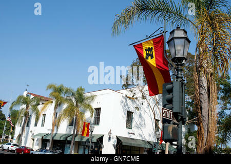 State Street während spanische Tage, Altstadt, Santa Barbara, California, Vereinigte Staaten von Amerika Stockfoto
