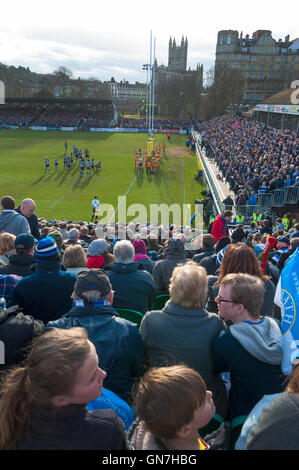 Professionelle Rugby-Union am Rec in Bath, Somerset an einem Spieltag, England, UK Stockfoto