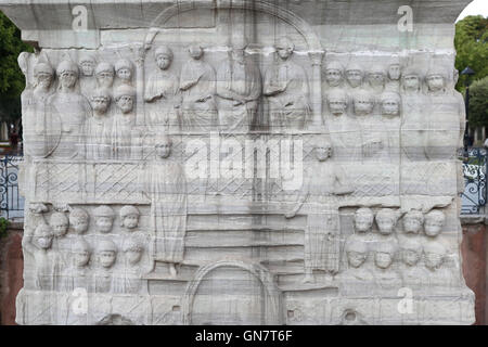 Basis des Obelisken Theodosius in Istanbul, Türkei Stockfoto