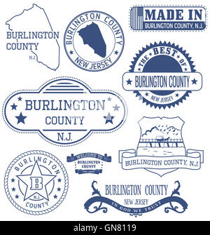 Burlington County, New Jersey. Satz von generischen Marken und Zeichen. Stockfoto