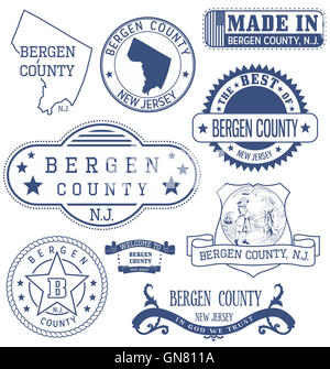 Bergen County, New Jersey. Satz von generischen Marken und Zeichen. Stockfoto