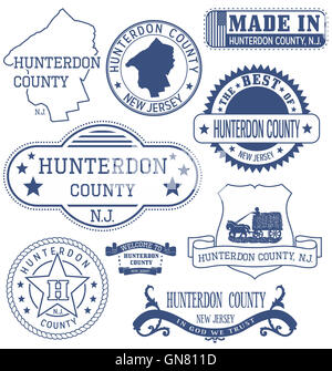 Hunterdon County, New Jersey. Satz von generischen Marken und Zeichen. Stockfoto