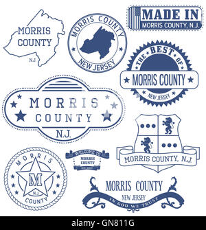 Morris County, New Jersey. Satz von generischen Marken und Zeichen. Stockfoto