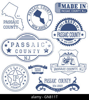Passaic County, New Jersey. Satz von generischen Marken und Zeichen. Stockfoto