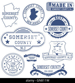Somerset County, New Jersey. Satz von generischen Marken und Zeichen. Stockfoto