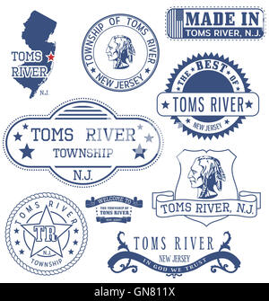 Toms River Township, New Jersey. Satz von generischen Marken und Zeichen. Stockfoto
