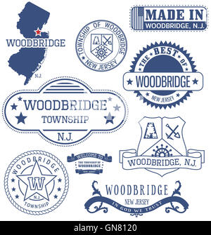 Woodbridge Township, New Jersey. Satz von generischen Marken und Zeichen. Stockfoto