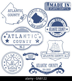 Atlantic County, New Jersey. Satz von generischen Marken und Zeichen. Stockfoto