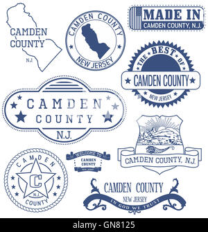 Camden County, New Jersey. Satz von generischen Marken und Zeichen. Stockfoto