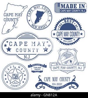Cape May County, New Jersey. Satz von generischen Marken und Zeichen. Stockfoto