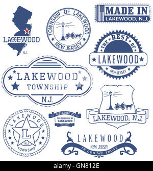 Lakewood Township, New Jersey. Satz von generischen Marken und Zeichen. Stockfoto