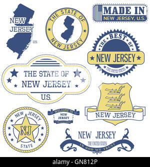 New-Jersey. Satz von generischen Marken und Zeichen. Stockfoto