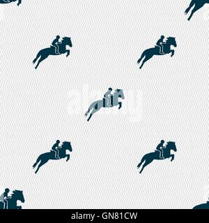 Pferderennen. Derby. Pferdesport. Silhouette von racing Pferd Symbol Zeichen. Nahtlose Muster mit geometrischen Struktur. Vektor Stock Vektor