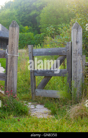 Alten ländlichen rustikaler Holzzaun Detail, Fotoarchiv Stockfoto