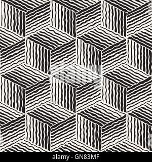 Nahtlose geometrische Streifen Würfel Vektormuster Stock Vektor