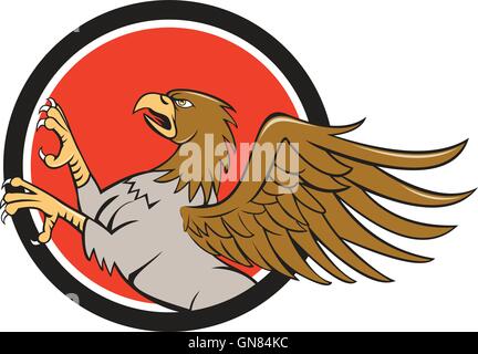 Hippogriff tänzelnden Seite Kreis Cartoon Stock Vektor