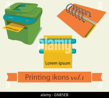 Print Icons set 1 Stock Vektor