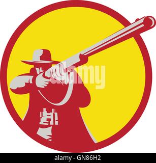 Mit dem Ziel Schrotflinte Gewehr Kreis Retro Hunter Stock Vektor