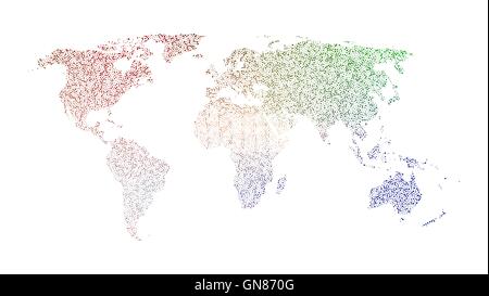 Weltkarte aus Farbpunkte erstellt Stock Vektor
