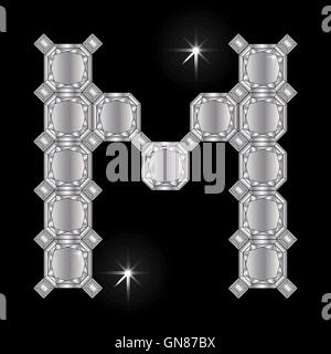 Metall Buchstaben M. Edelstein. Geometrische Formen Stock Vektor