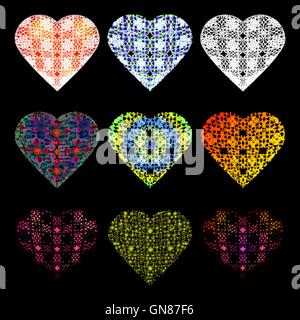 Satz von Herz-9. Valentines Day. Grafische Muster Stock Vektor