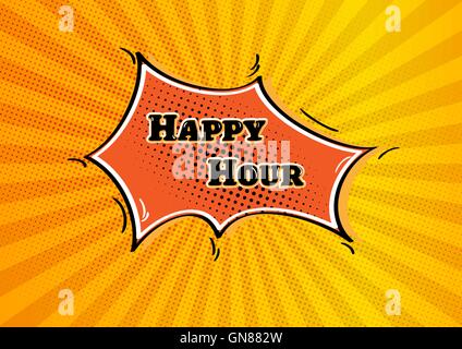 Comic-Blase-Happy-hour Stock Vektor