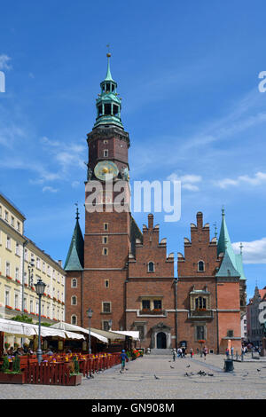 Rathaus am Marktplatz in der alten Stadt Breslau in Polen. Stockfoto