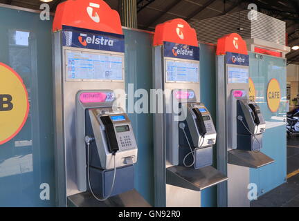 Telstra Telefonzelle in Melbourne Australien. Stockfoto